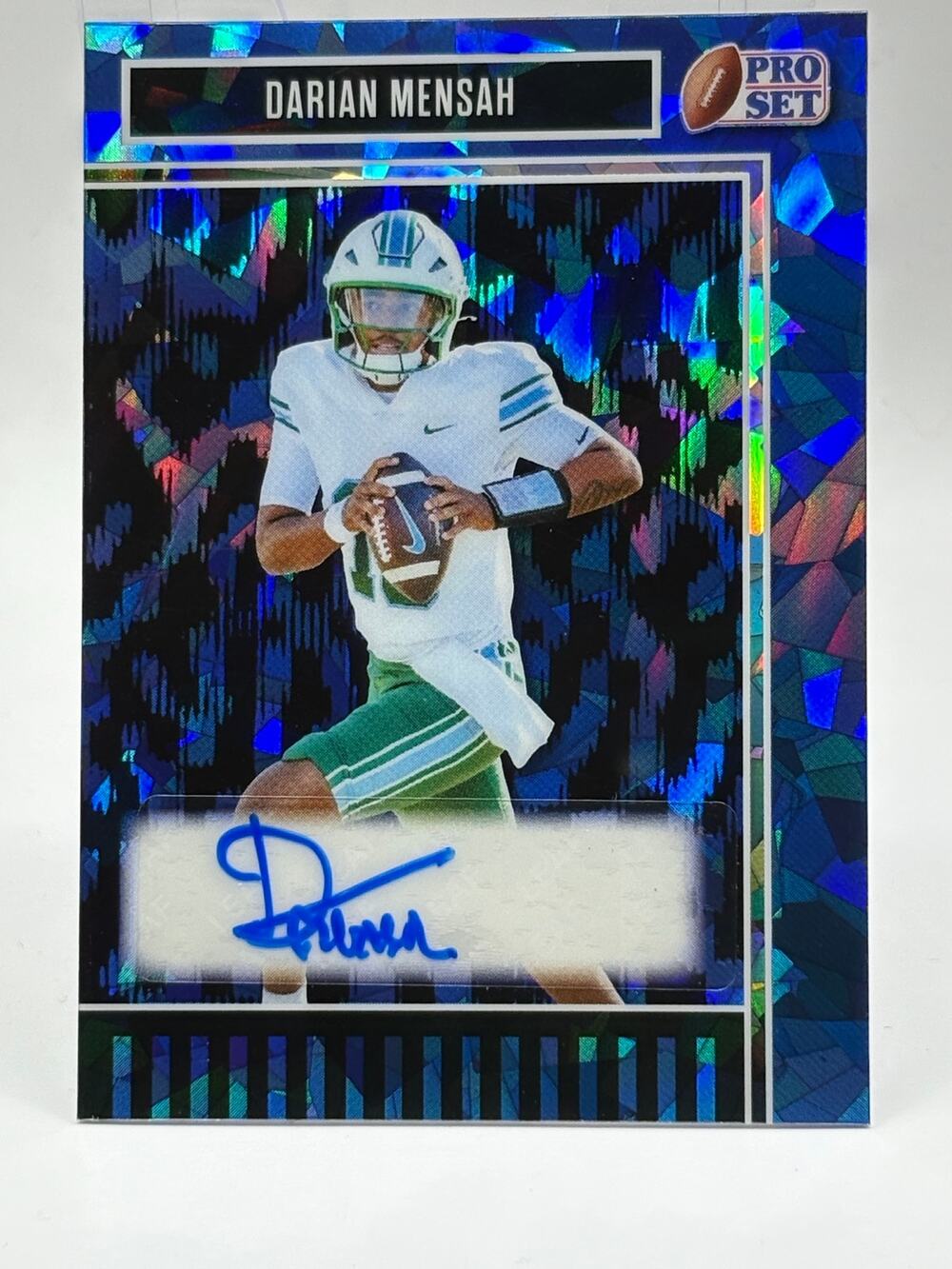 2025 Leaf Pro Set Metal Darian Mensah Blue Crystal Auto 6/9 SP Miami Hurricanes